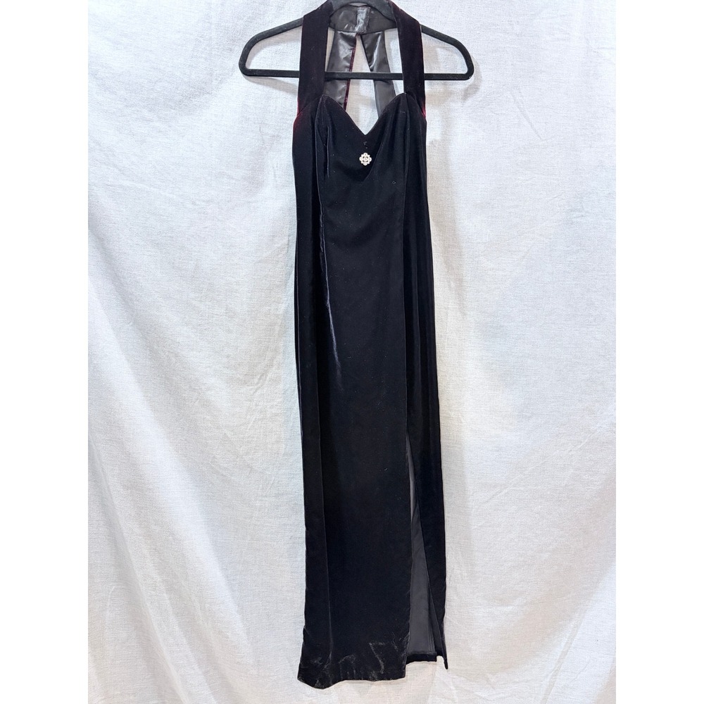 Jessica‎ McClintock Gunne Sax Velvet Halter Maxi Gown Size 3/4 *AS IS*